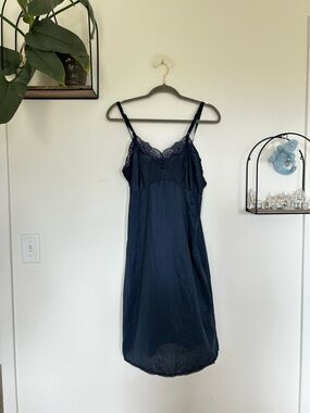 Vintage 1960’s/70’s Greenco Maid Navy Blue Nightie Slip Dress Lingerie Size 36